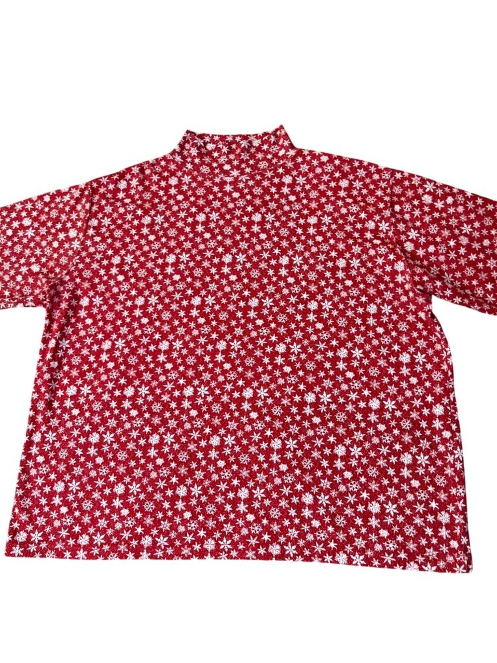Willow Bay Womens 22W 24W 3X Red White Snowflake Mock Neck Knit Top Used - Picture 10 of 10
